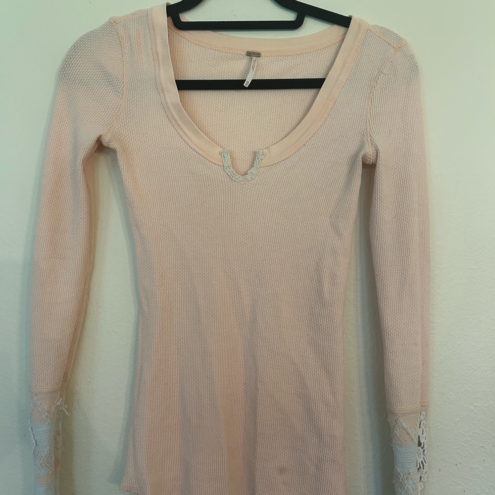 Free People Peach Long Sleeve Top